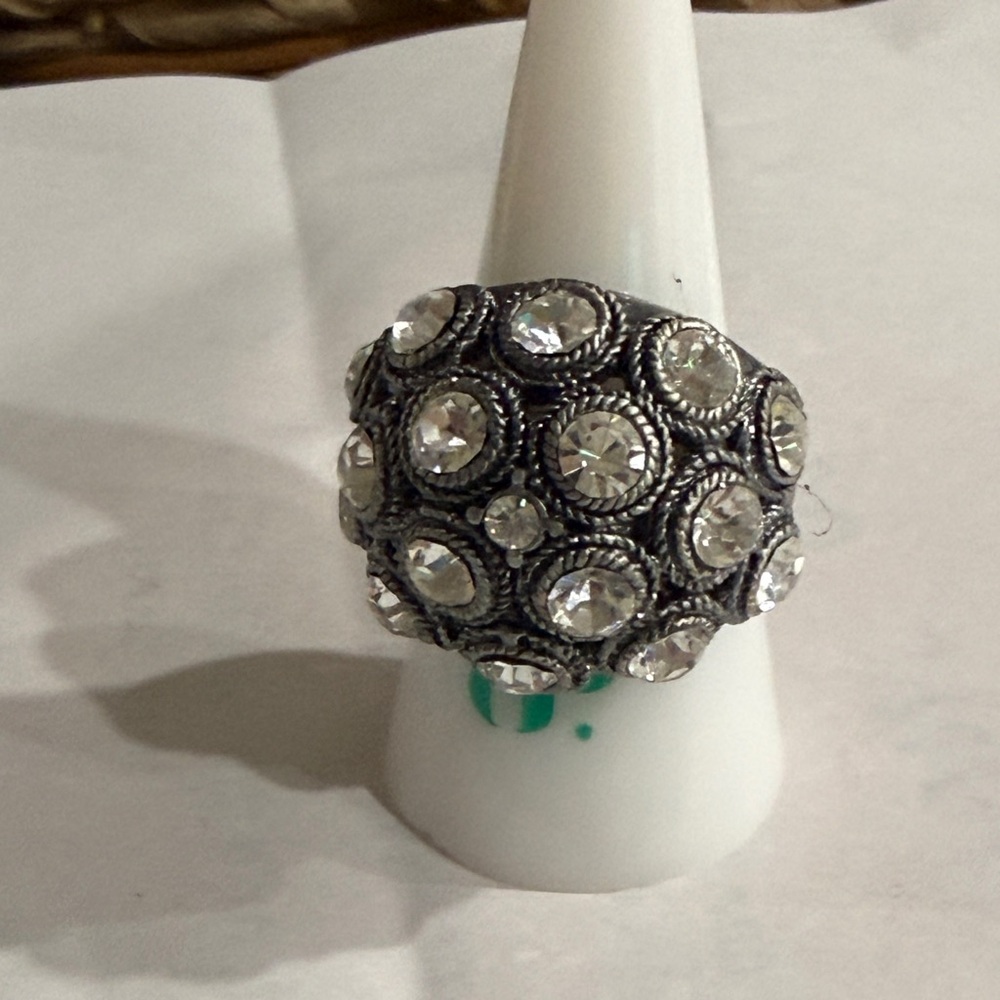 Premier Designs Silver Ring with Clear Crystals